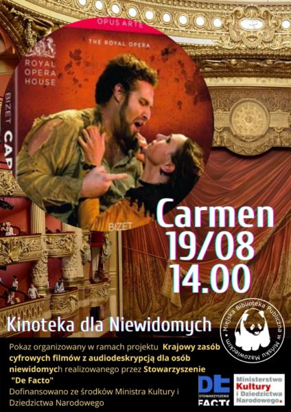 w tle wnetrze opery na pierwszym planie dwoje śpiewaków Carmen 19.08 godz. 14.00