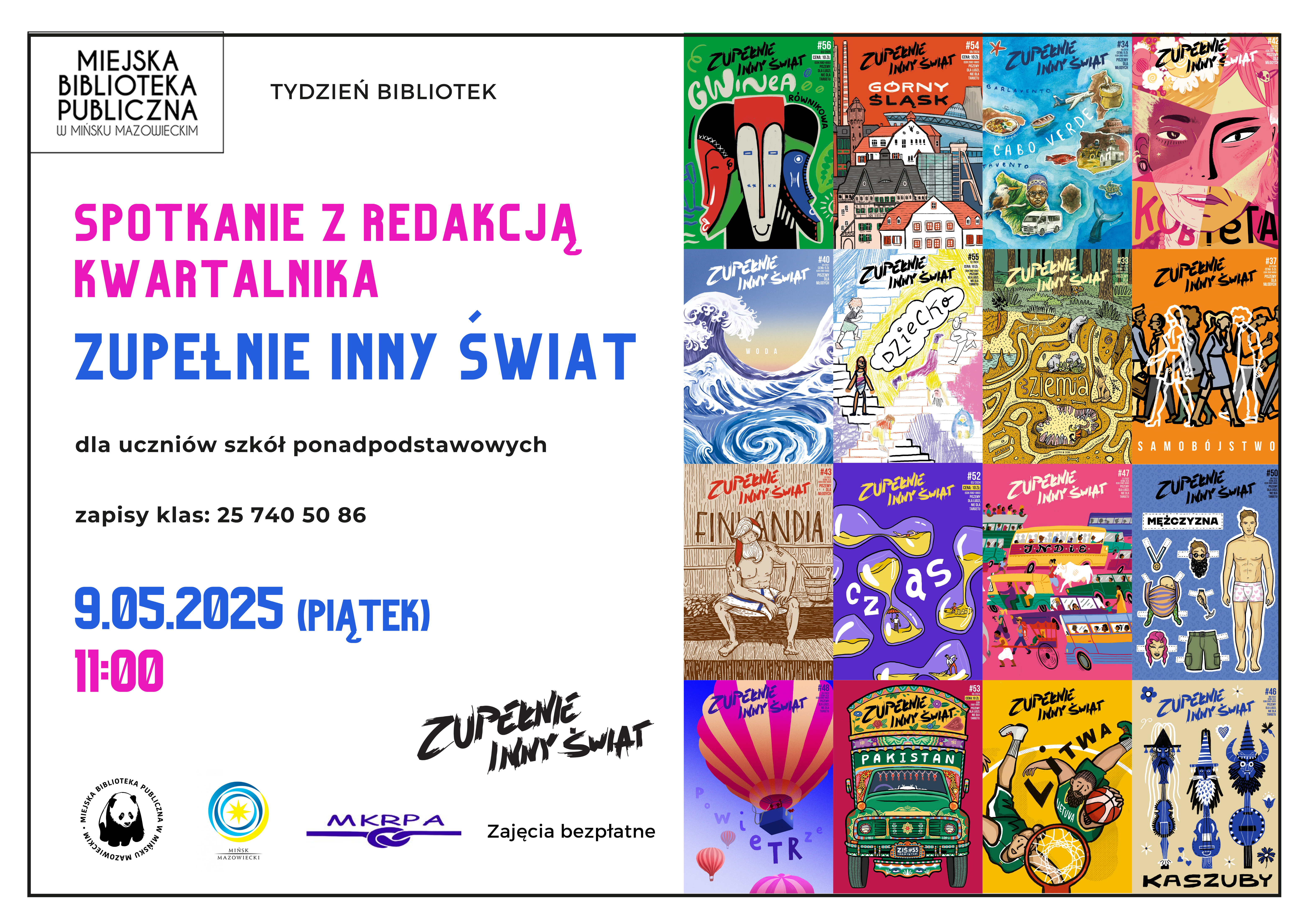 Spotkanie z redakcją kwartalnika Zupełnie Inny Świat, dla uczniów szkół ponadpodstawowych, 9 maja 2025, godz. 11:00