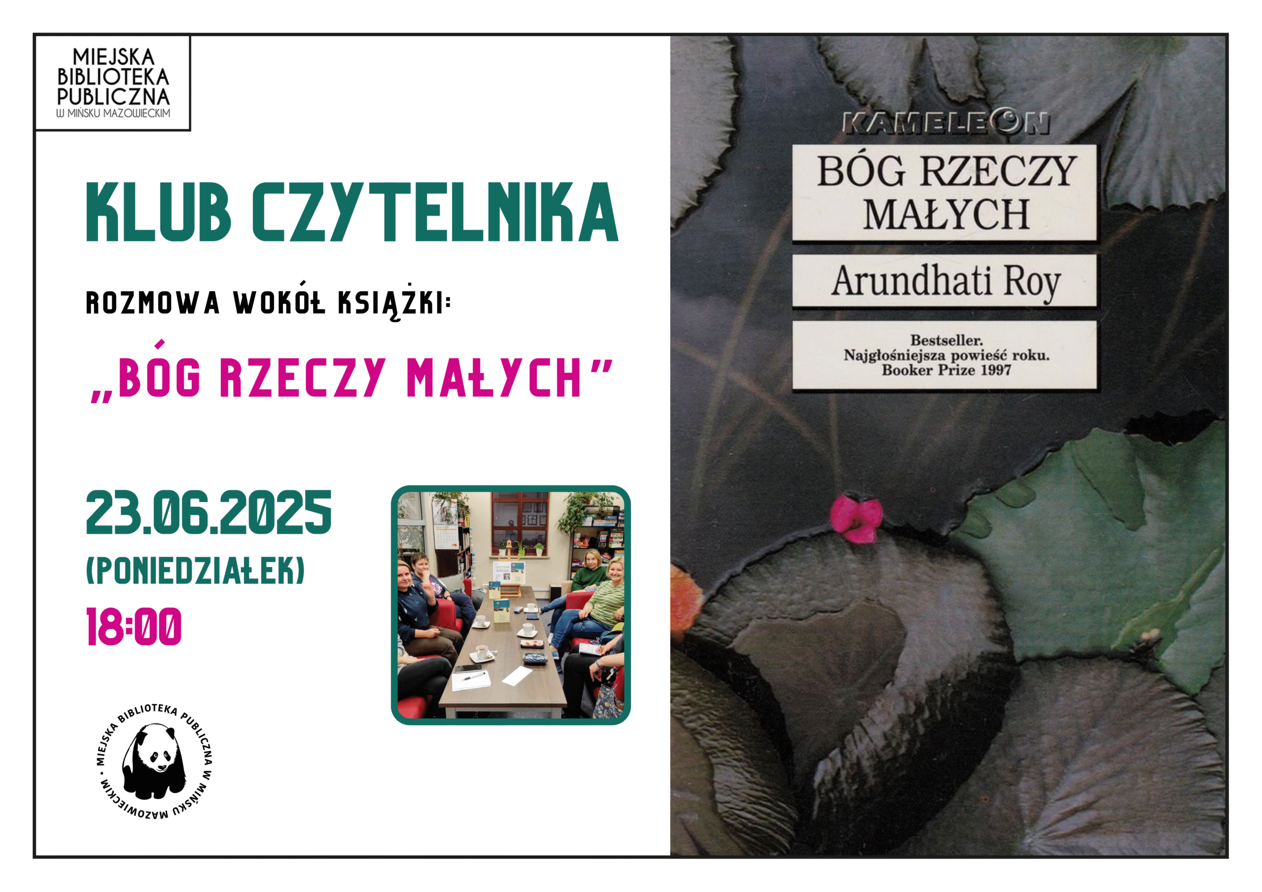 23.06, 18:00 - Klub Czytelnika wokół książki "Bóg rzeczy małych".