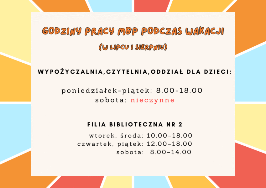 godziny otwarcia w wakacje