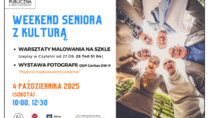 Weekend Seniora z Kulturą w naszej bibliotece już 4 października od godziny 10:00🤩 Zachęcamy do wzięcia udziału w warsztatach malowania na szkole - zapisy w Czytelni: 25 740 51 04 ☎️ Dodatkowo, dzięki Dom Dziennego Pobytu w Mińsku Mazowieckim, będzie możliwość obejrzenia wystawy fotografii "Piękno niekonwencjonalne", której autorami są Maciej Krupa i Michał Ślusarczyk