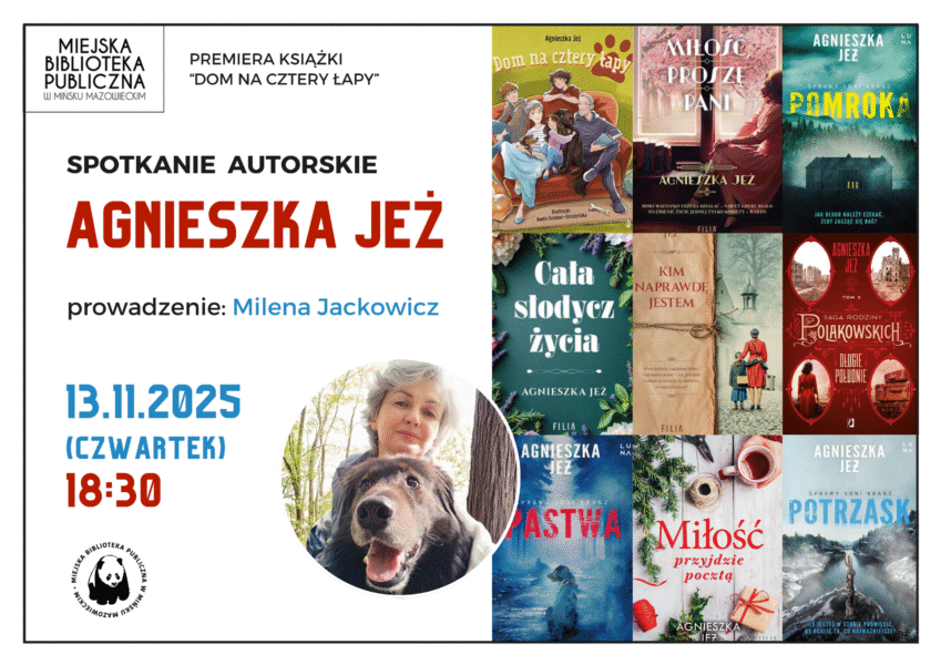 Spotkanie autorskie z Agnieszką Jeż dnia 13 listopada o godzinie 18:30