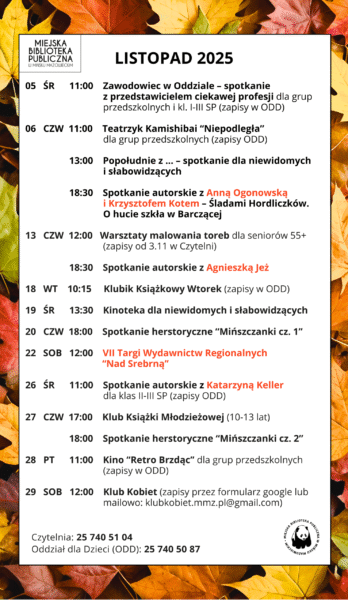Kalendarium na listopad informacje poniżej