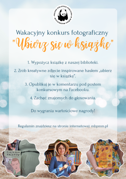 plakat promujący konkurs fotograficzny "Ubierz się w książkę"